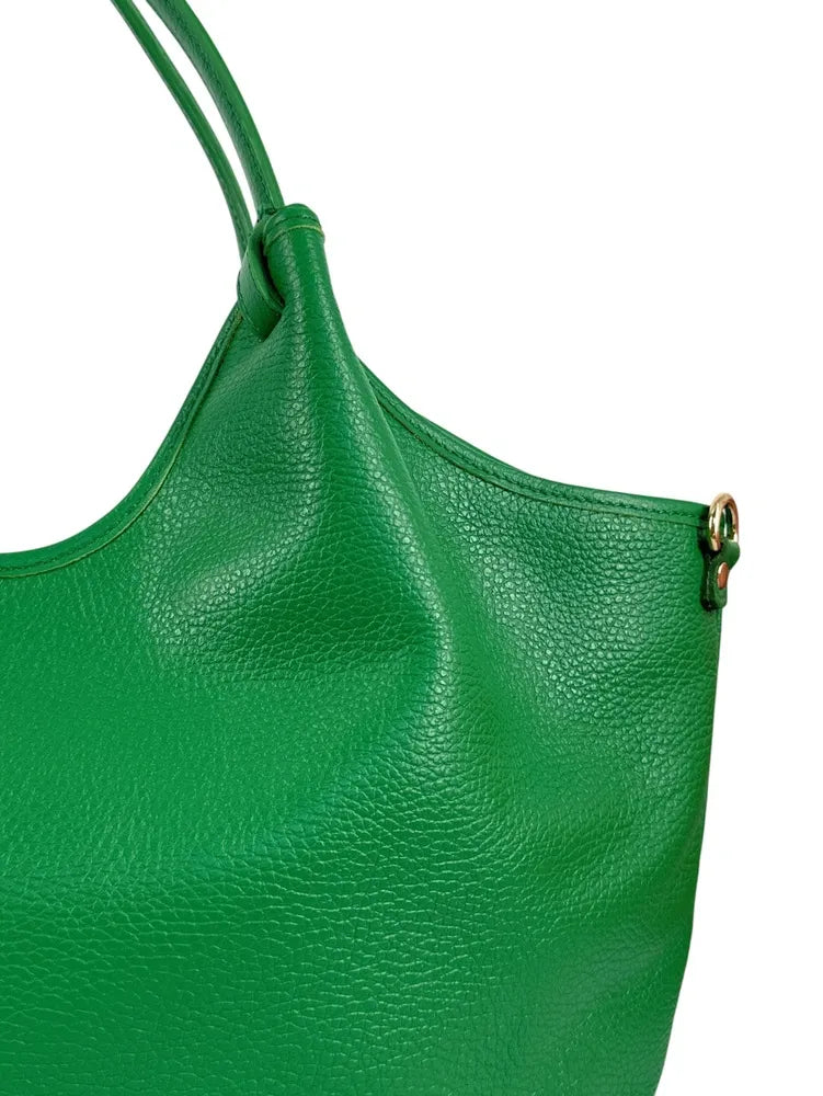 Sac cabas en cuir grainé ALYSSA Vert anglais