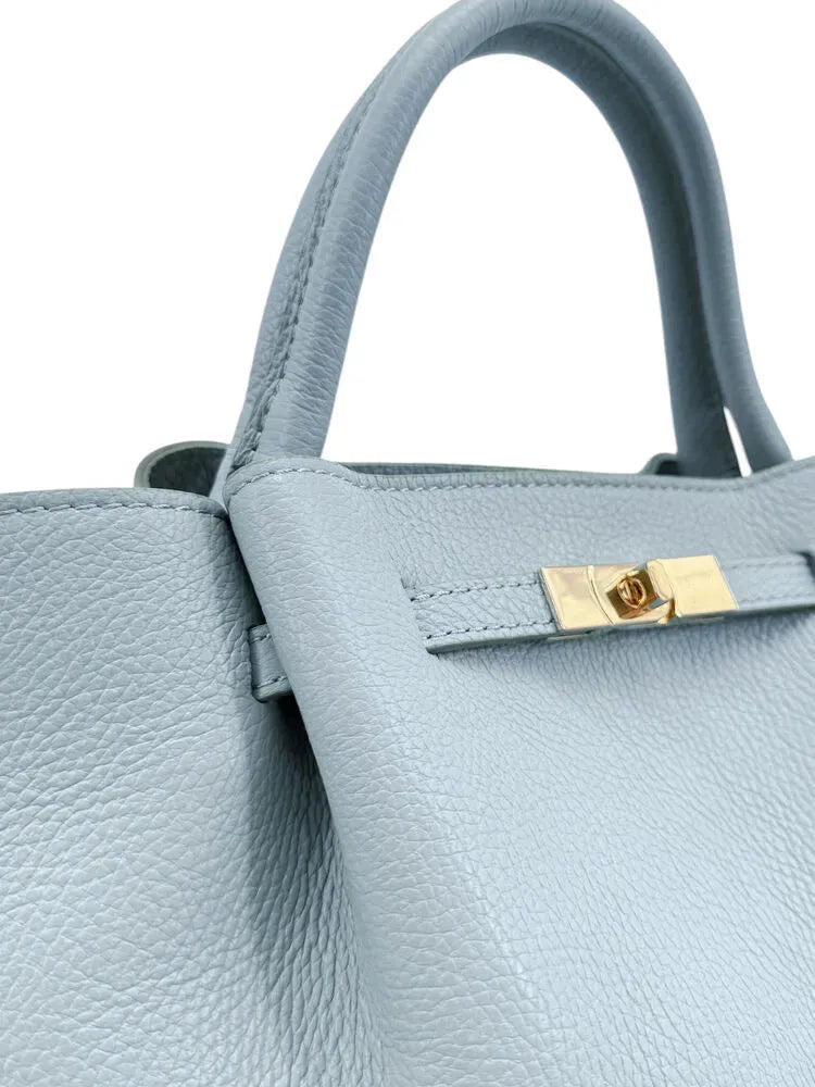 Sac cabas en cuir grainé CAPRI Bleu pastel
