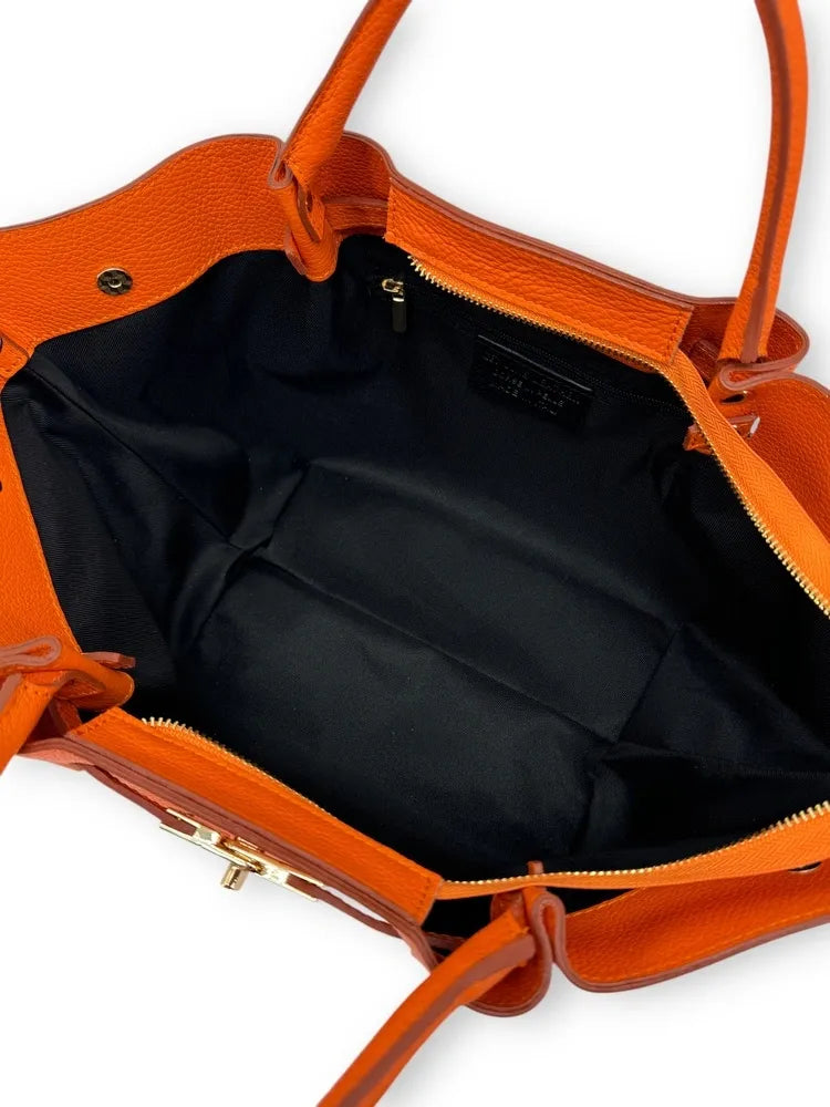 Sac cabas en cuir grainé CAPRI Orange