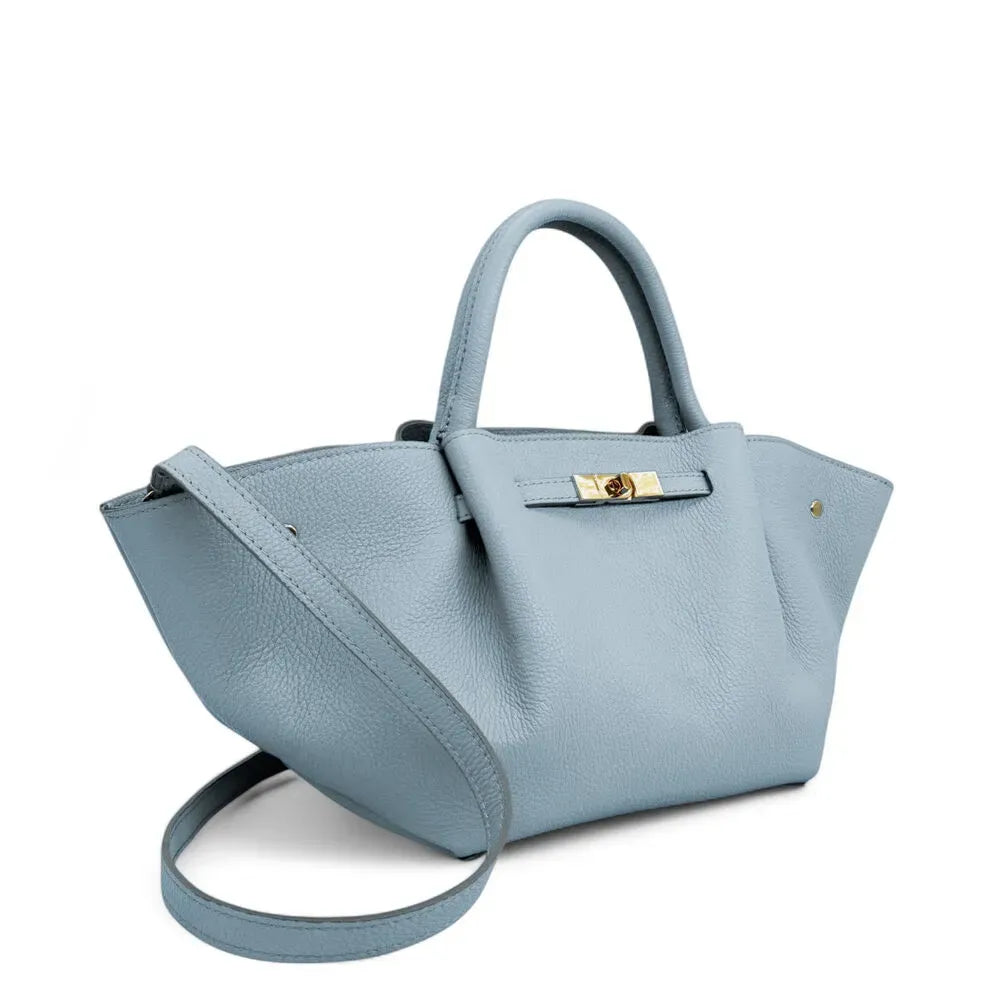 Sac cabas en cuir grainé CAPRI Bleu pastel