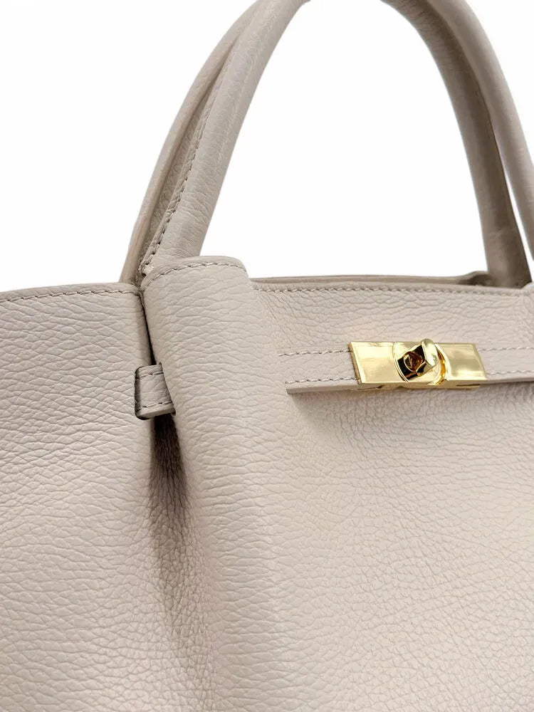 Sac cabas en cuir grainé CAPRI Beige crème