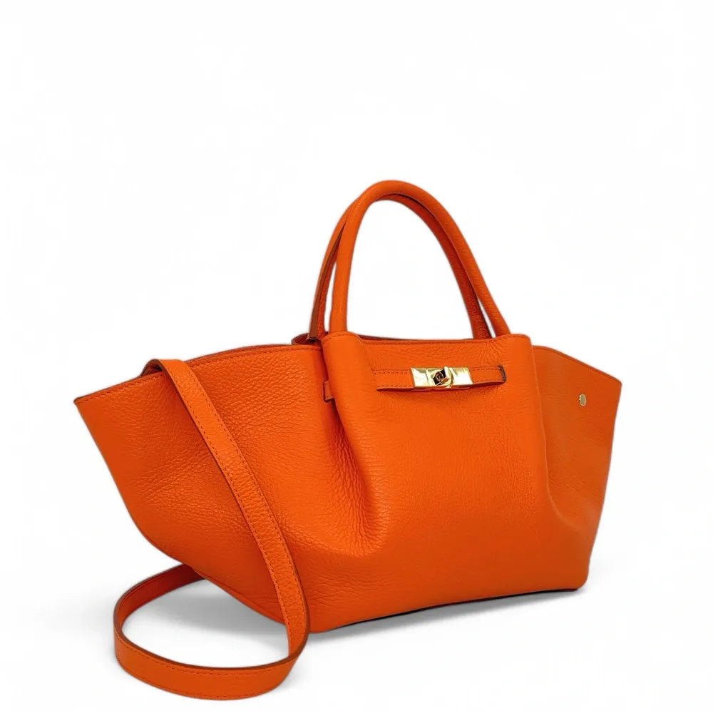 Sac cabas en cuir grainé CAPRI Orange