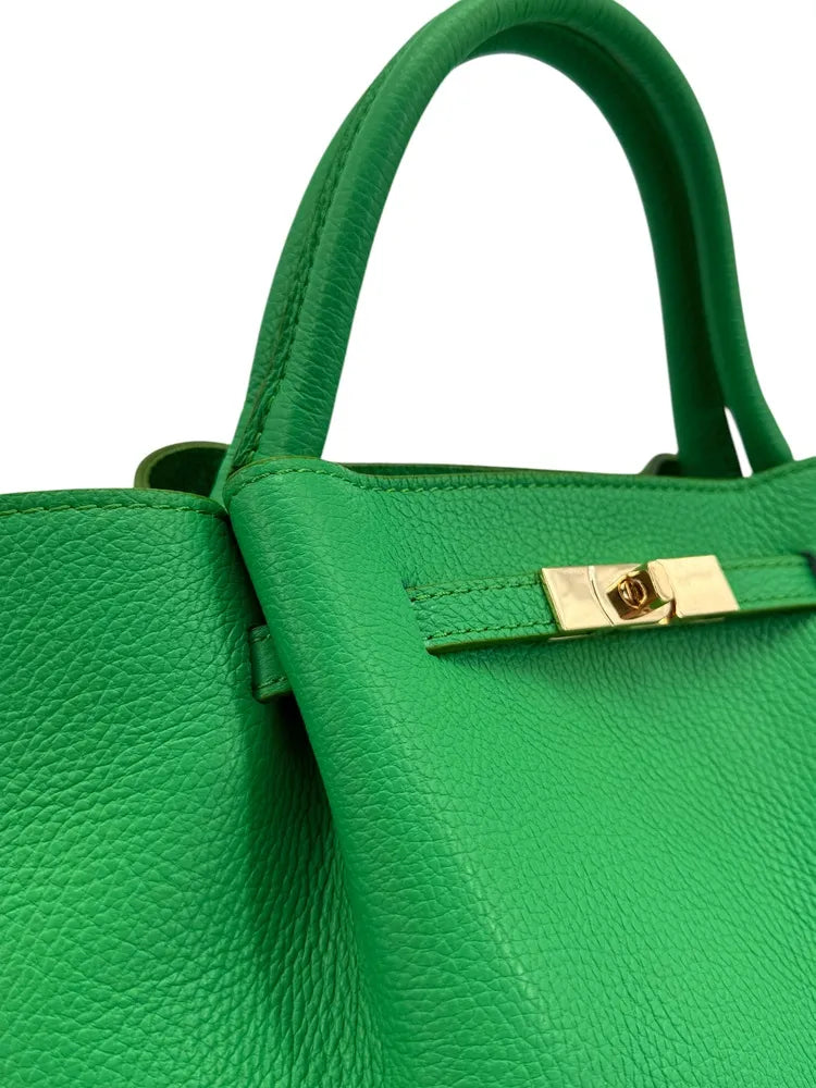 Sac cabas en cuir grainé CAPRI Vert anglais