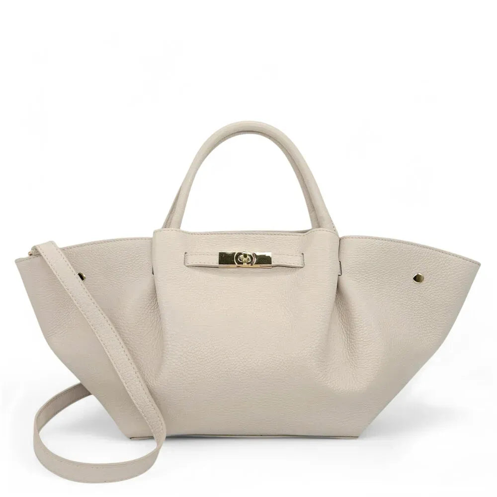 Sac cabas en cuir grainé CAPRI Beige crème
