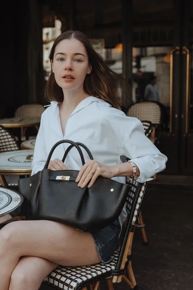 Sac cabas en cuir grainé CAPRI Noir