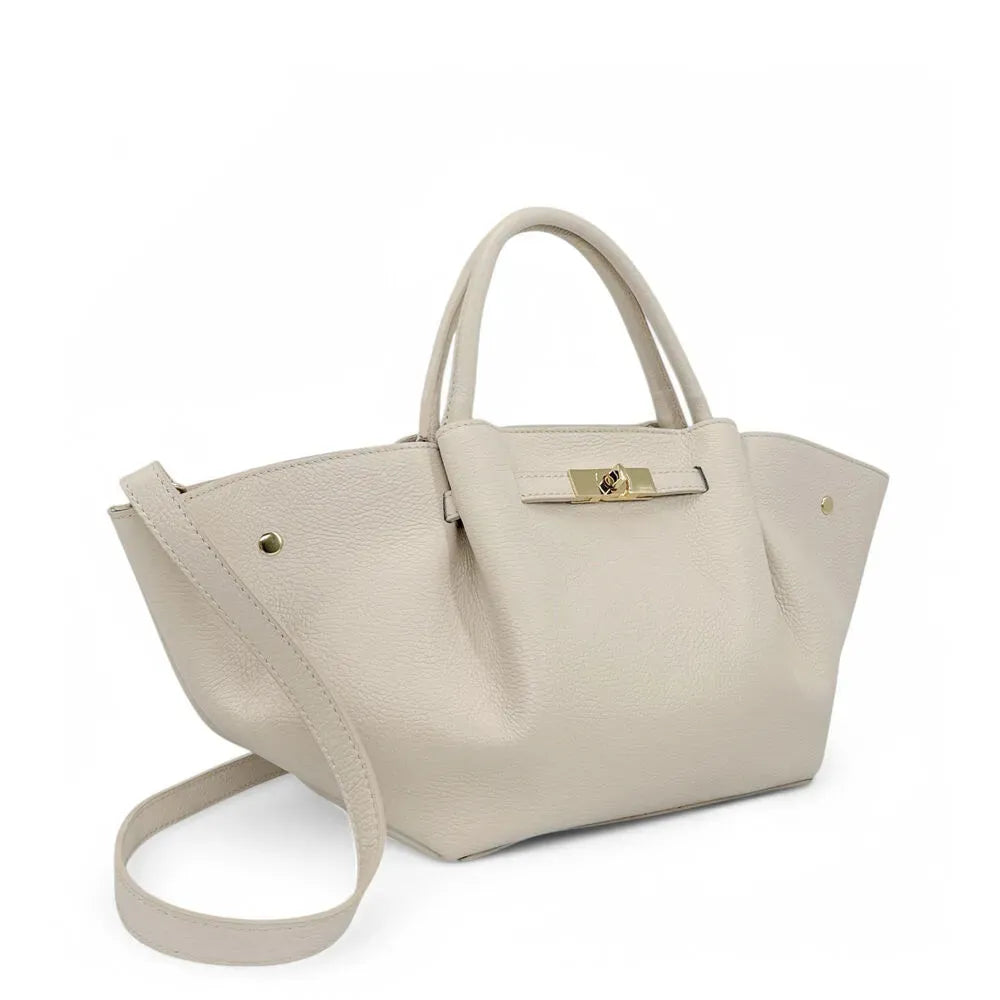 Sac cabas en cuir grainé CAPRI Beige crème