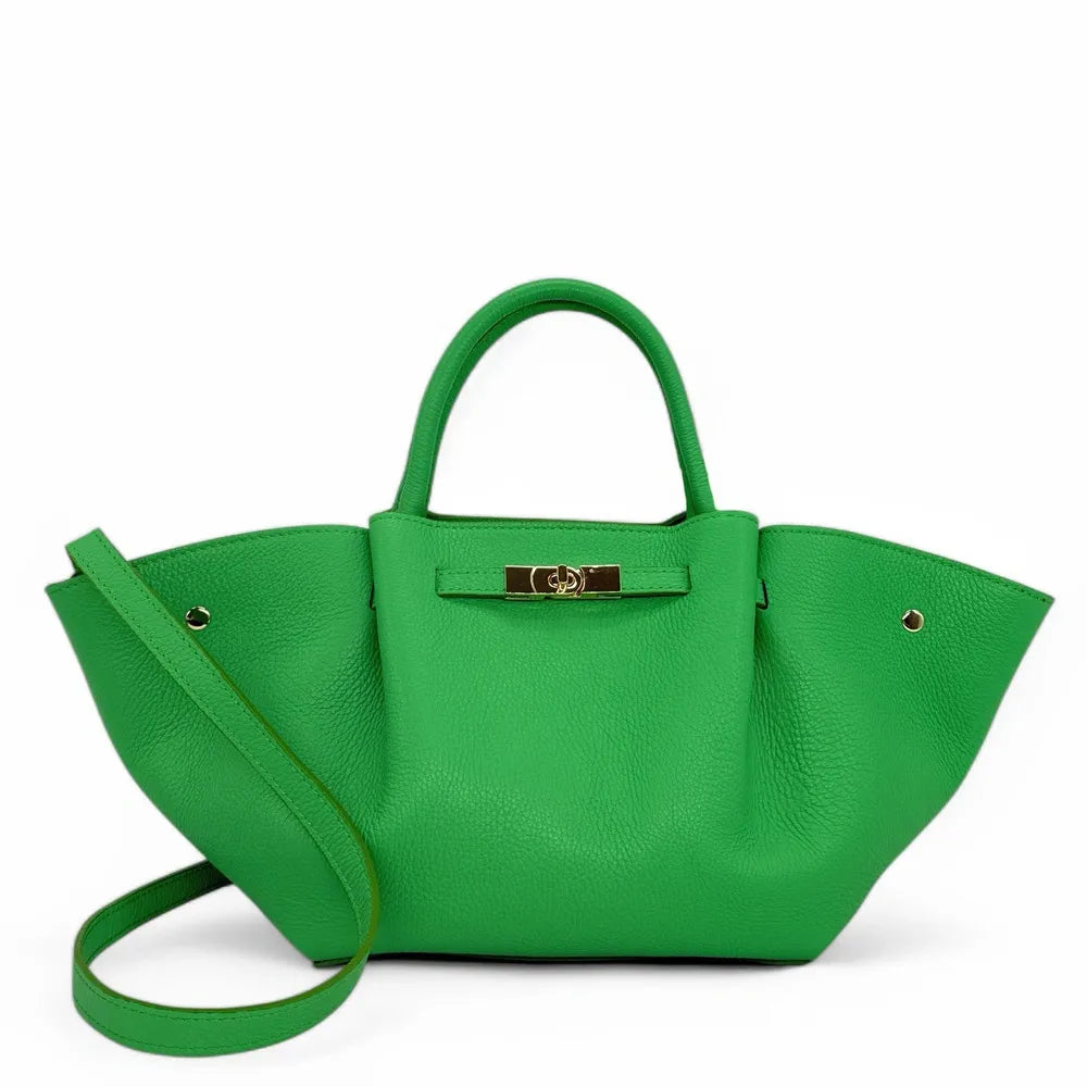 Sac cabas en cuir grainé CAPRI Vert anglais
