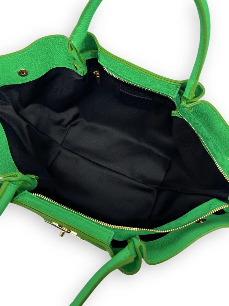 Sac cabas en cuir grainé CAPRI Vert anglais