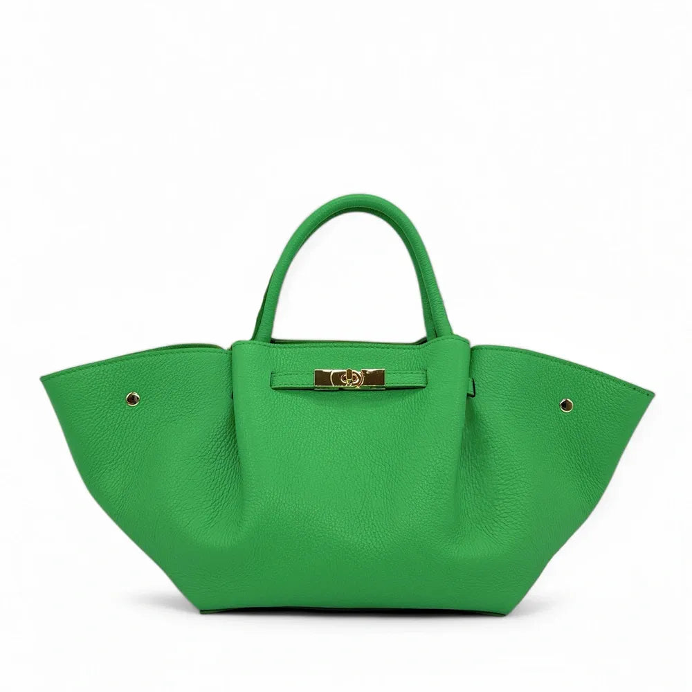 Sac cabas en cuir grainé CAPRI Vert anglais