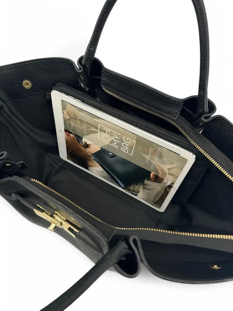 Sac cabas en cuir grainé CAPRI Noir