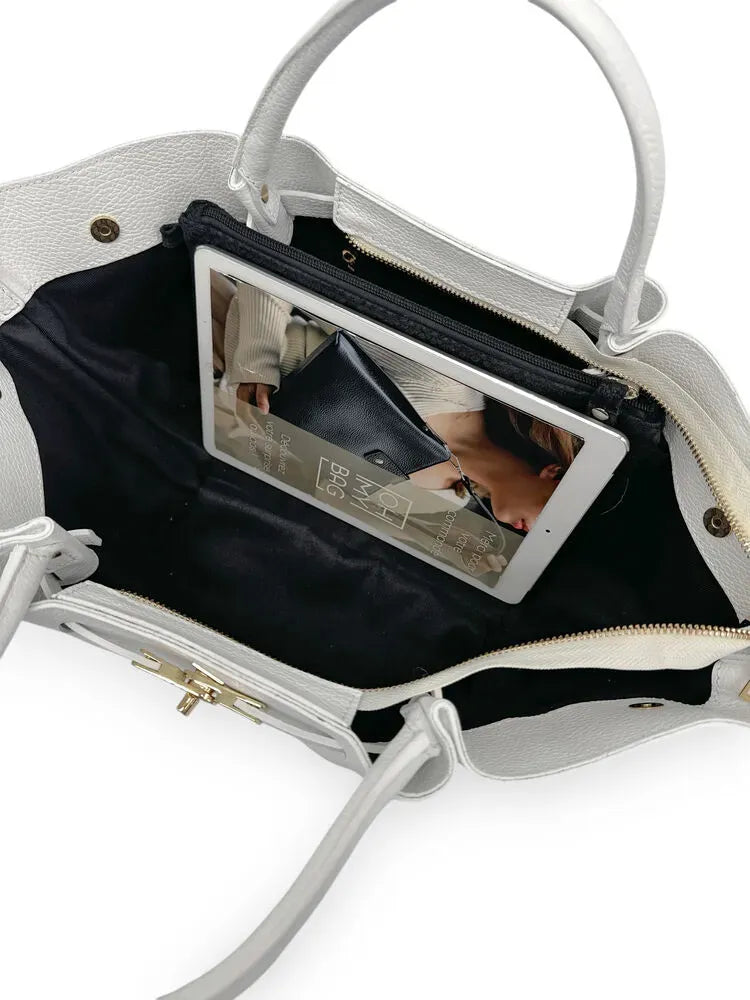 Sac cabas en cuir grainé CAPRI Blanc