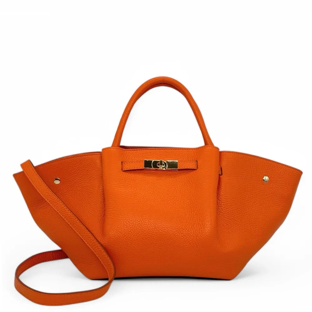 Sac cabas en cuir grainé CAPRI Orange