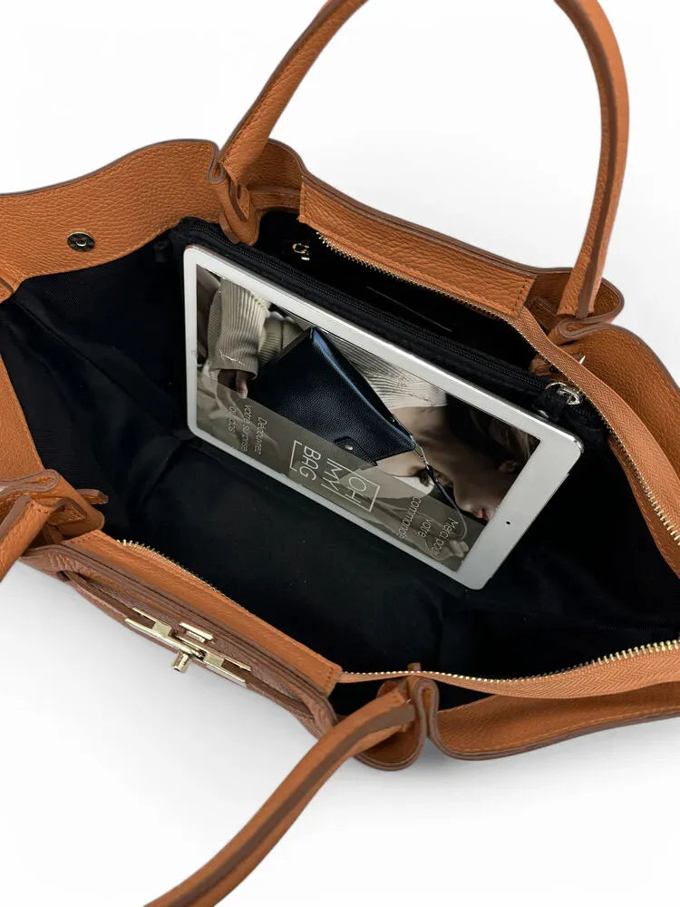 Sac cabas en cuir grainé CAPRI Camel