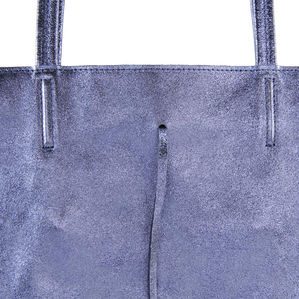 Sac cabas en cuir grainé HOBART Bleu irisé