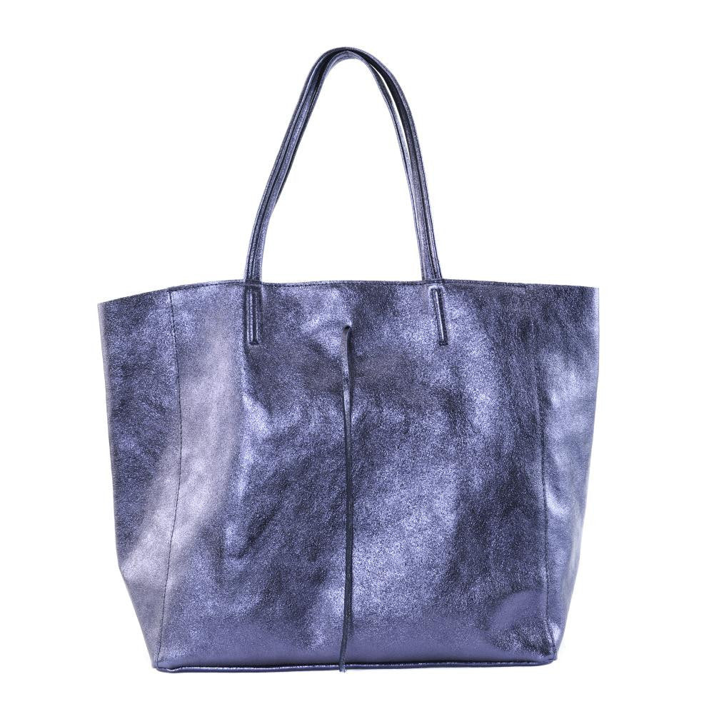 Sac cabas en cuir grainé HOBART Bleu irisé