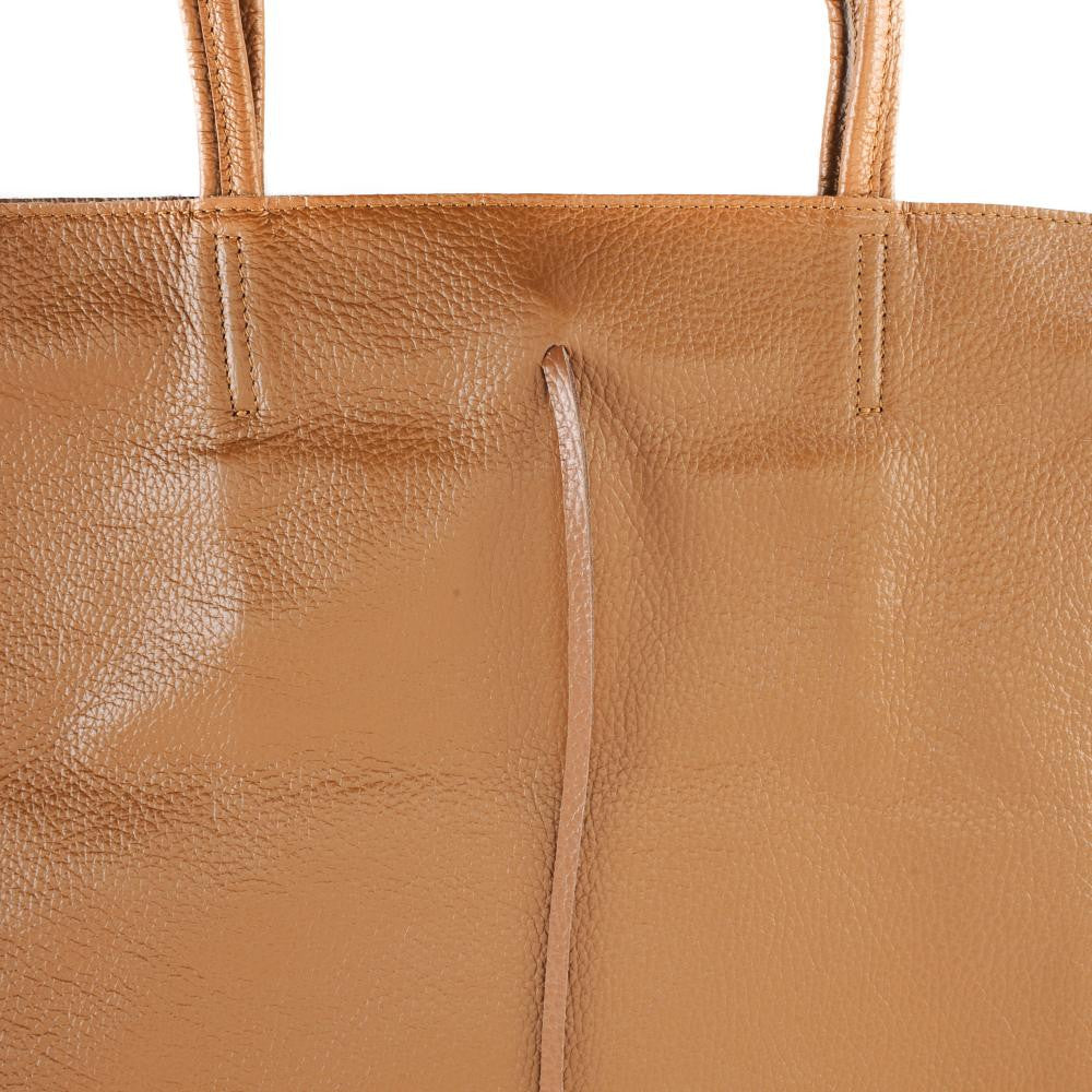 Sac cabas en cuir grainé HOBART Cognac foncé