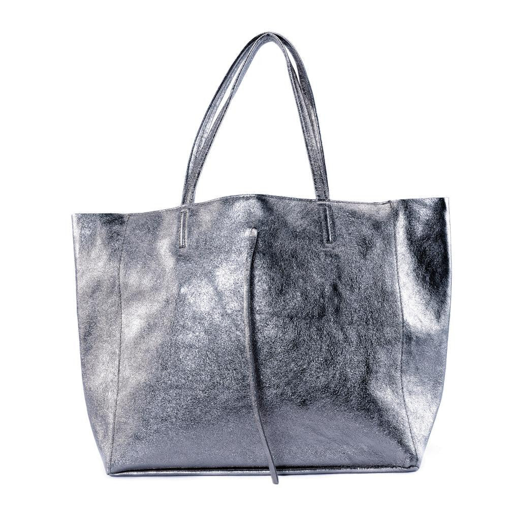 Sac cabas en cuir grainé HOBART Argent foncé