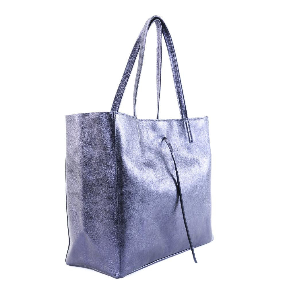 Sac cabas en cuir grainé HOBART Bleu irisé