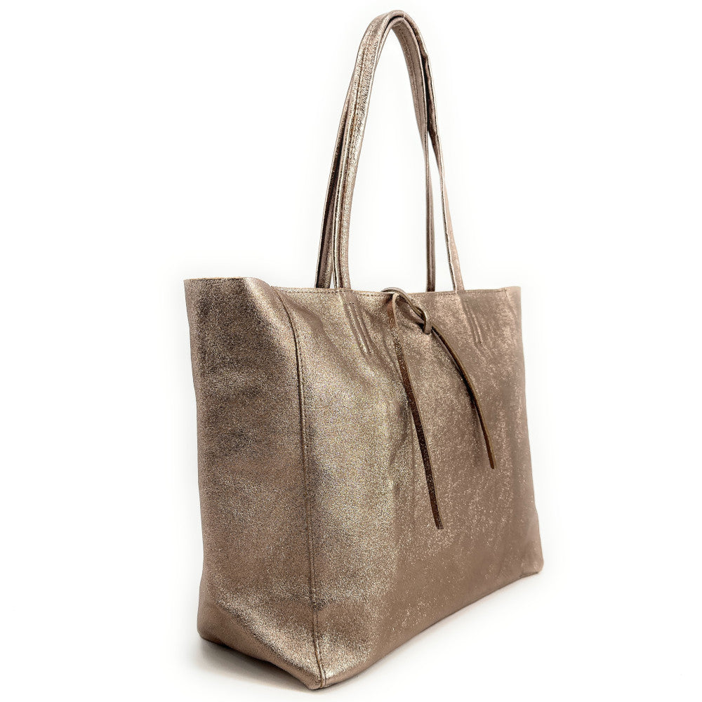 Sac cabas en cuir grainé HOBART Champagne irisé
