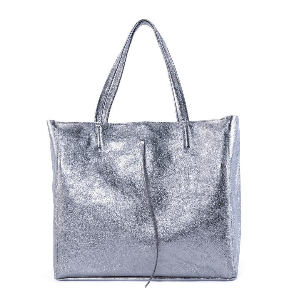 Sac cabas en cuir grainé HOBART Argent foncé