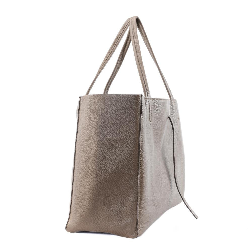 Sac cabas en cuir grainé HOBART Taupe foncé
