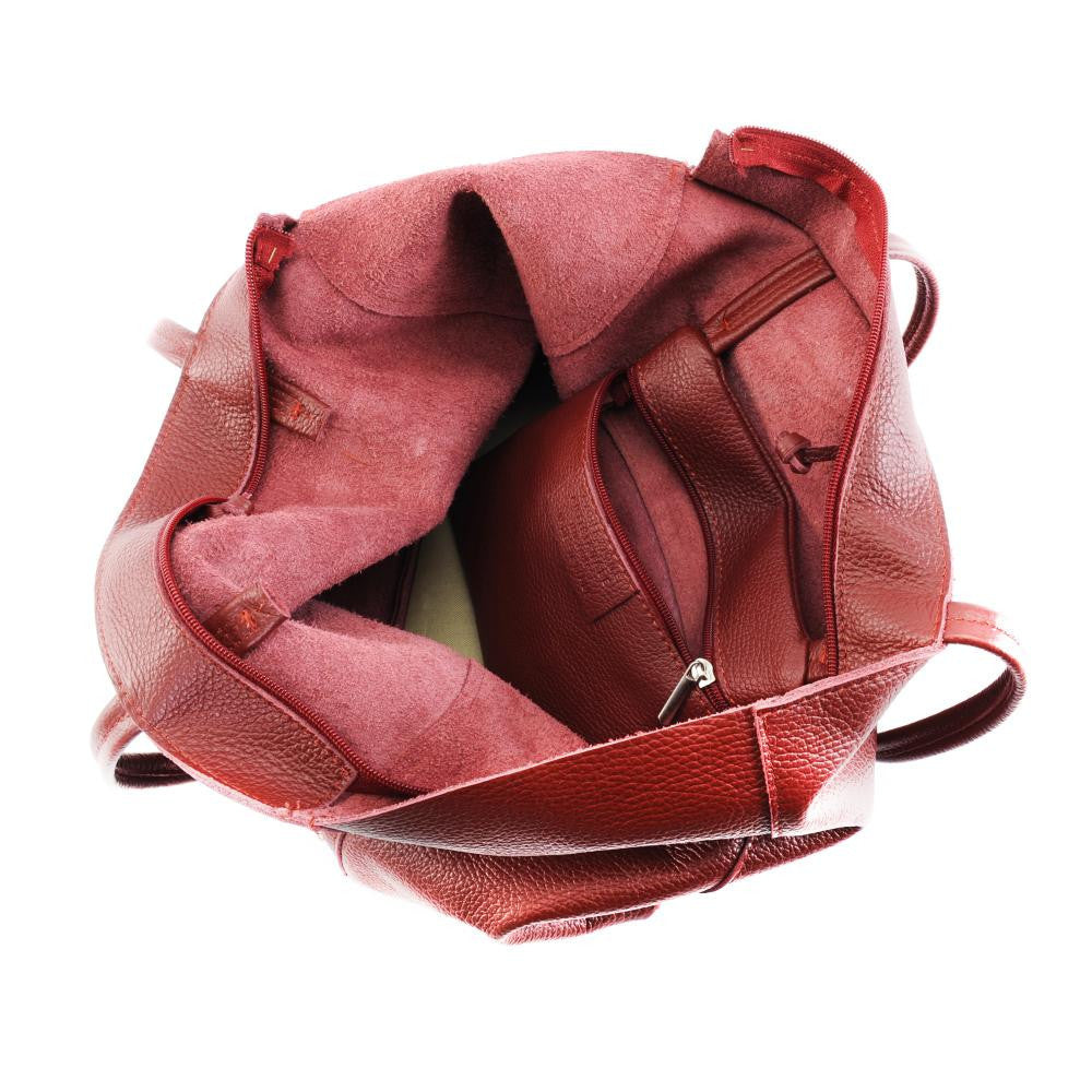 Sac cabas en cuir grainé HOBART Rouge foncé