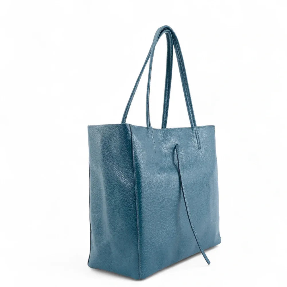 Sac cabas en cuir grainé HOBART Bleu vert canard