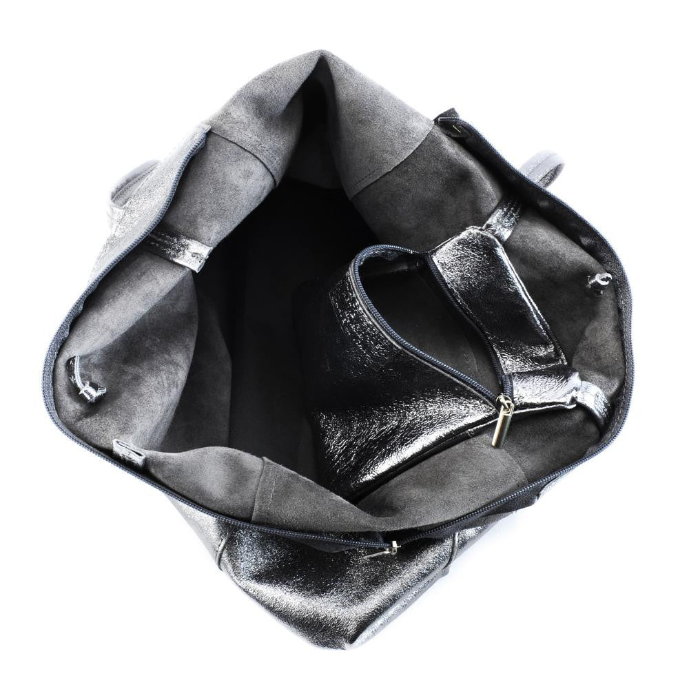 Sac cabas en cuir grainé HOBART Argent foncé