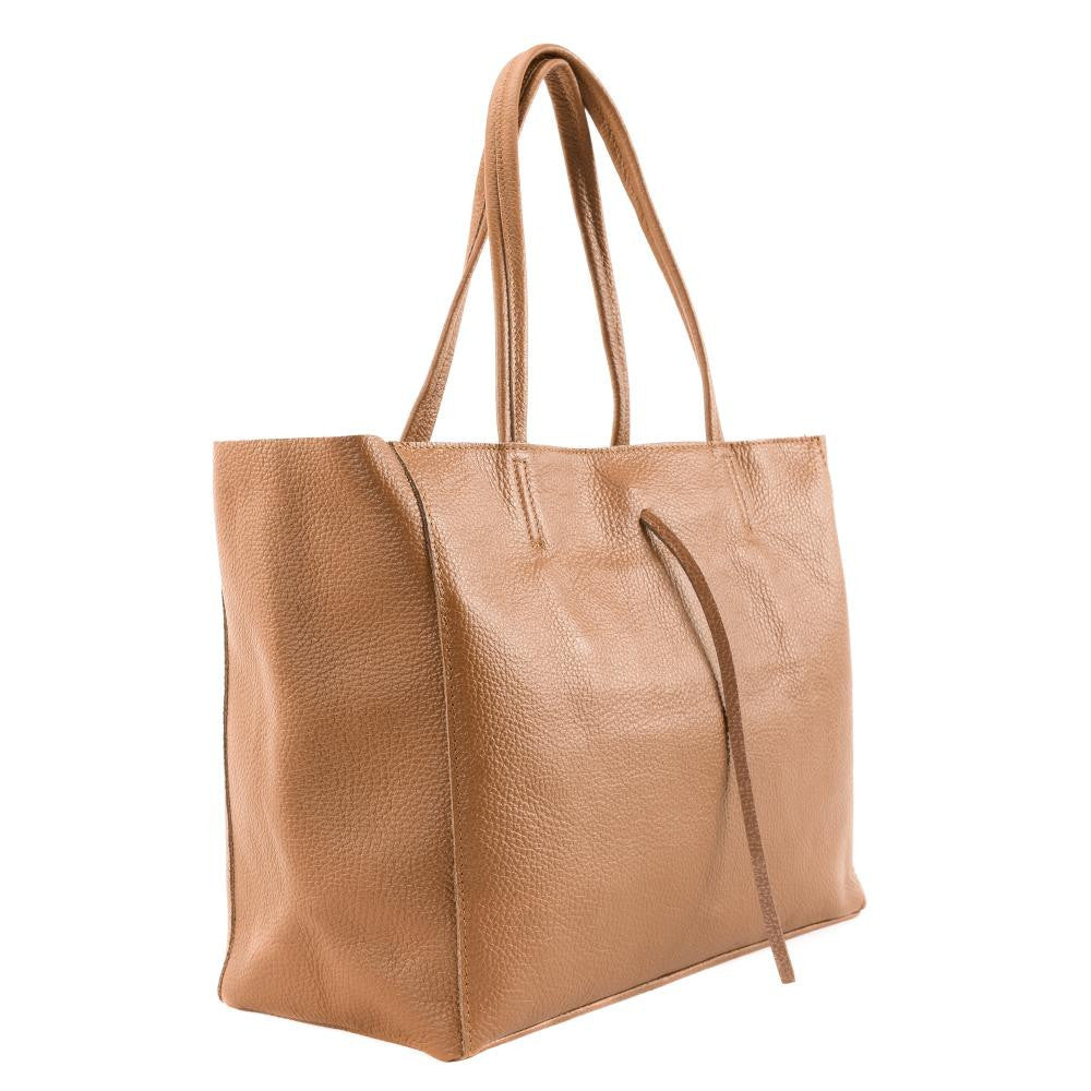 Sac cabas en cuir grainé HOBART Cognac foncé