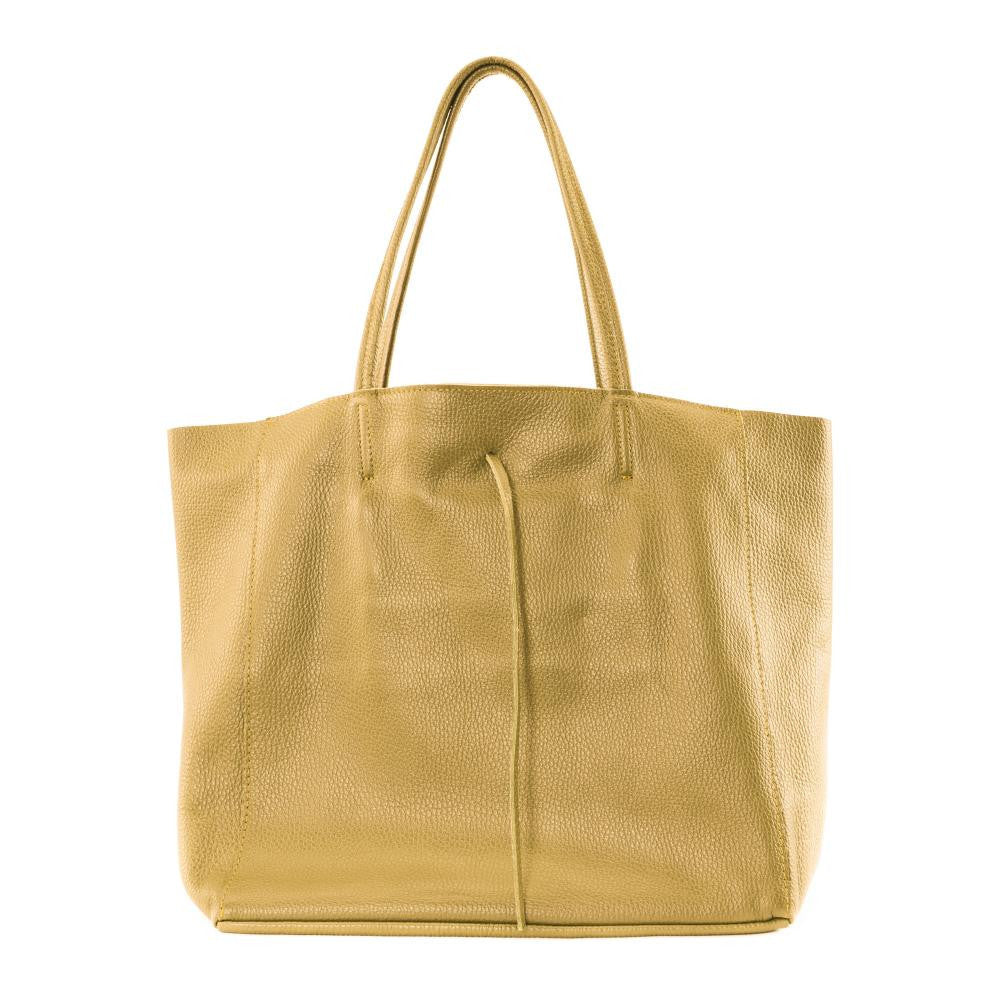 Sac cabas en cuir grainé HOBART Jaune Moutarde