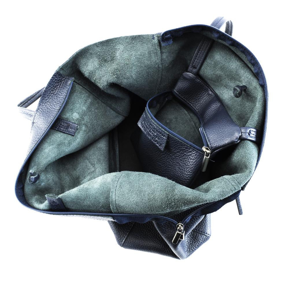 Sac cabas en cuir grainé HOBART Bleu marine