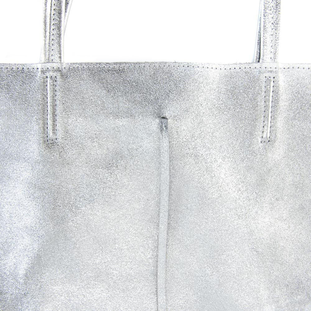 Sac cabas en cuir grainé HOBART Argent clair