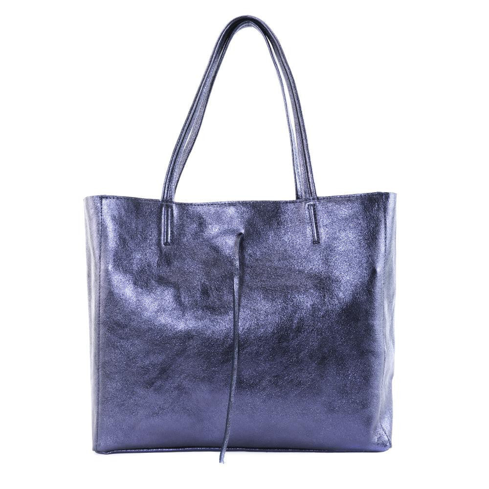 Sac cabas en cuir grainé HOBART Bleu irisé