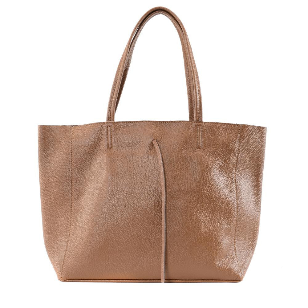 Sac cabas en cuir grainé HOBART Cognac foncé