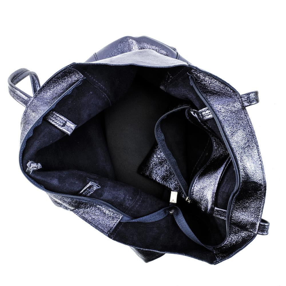 Sac cabas en cuir grainé HOBART Bleu irisé