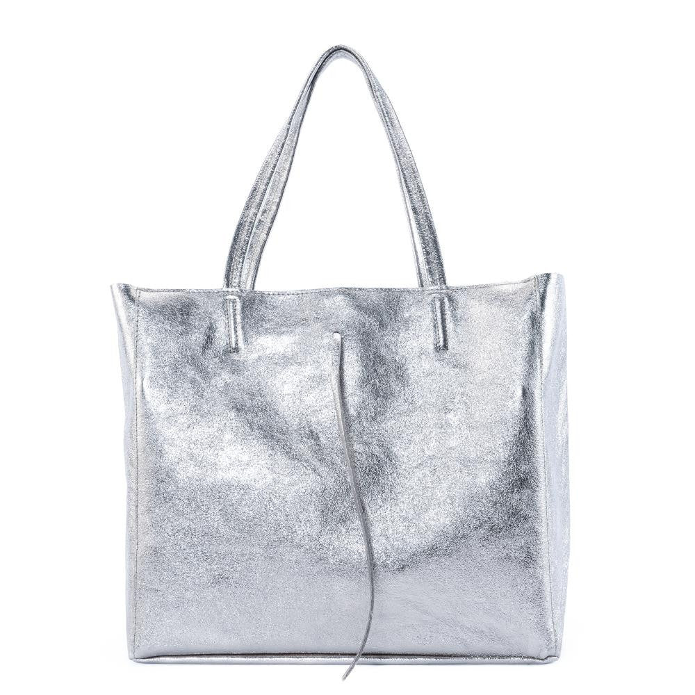 Sac cabas en cuir grainé HOBART Argent clair