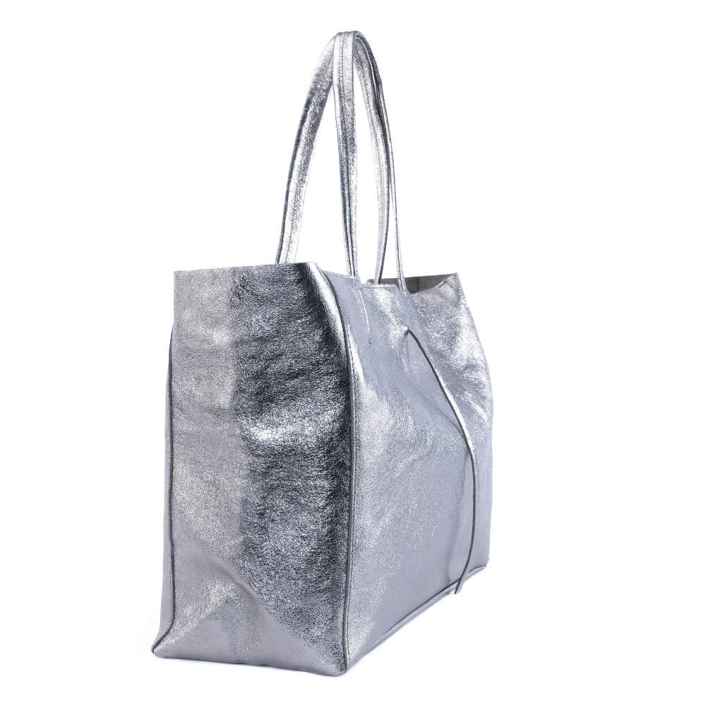 Sac cabas en cuir grainé HOBART Argent foncé