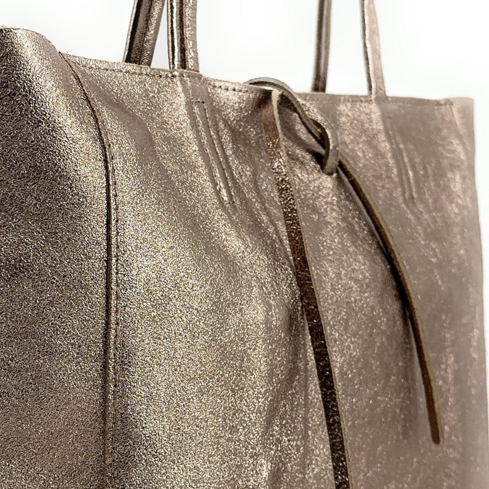 Sac cabas en cuir grainé HOBART Champagne irisé