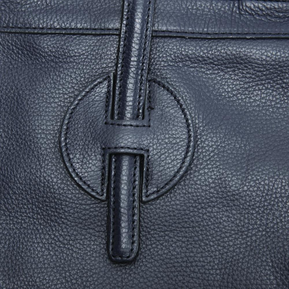 Sac cabas en cuir grainé INNOCENT Bleu marine