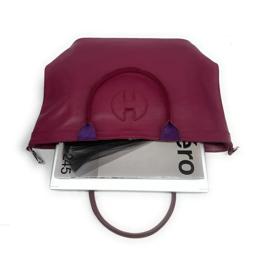 Sac cabas en cuir grainé INNOCENT Rouge bordeaux