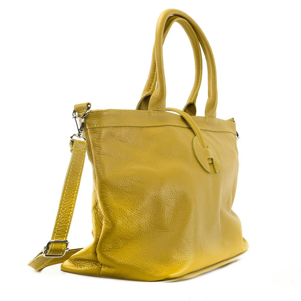 Sac cabas en cuir grainé INNOCENT Jaune tournesol