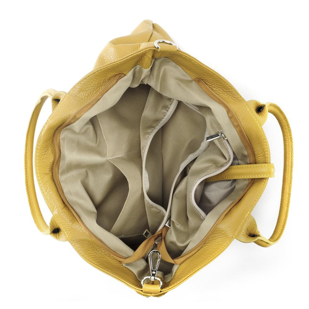 Sac cabas en cuir grainé INNOCENT Jaune tournesol