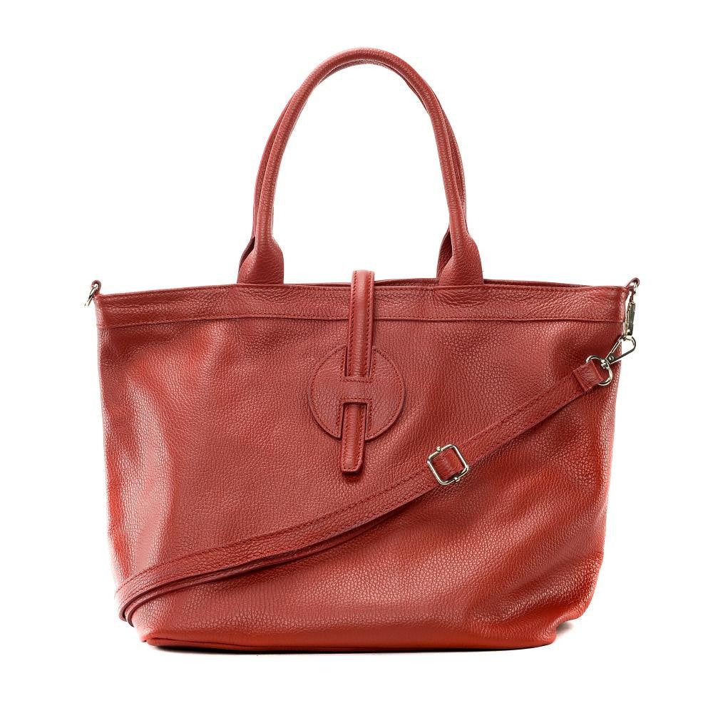 Sac cabas en cuir grainé INNOCENT Rouge garance