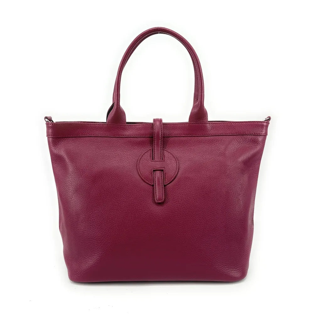 Sac cabas en cuir grainé INNOCENT Rouge bordeaux