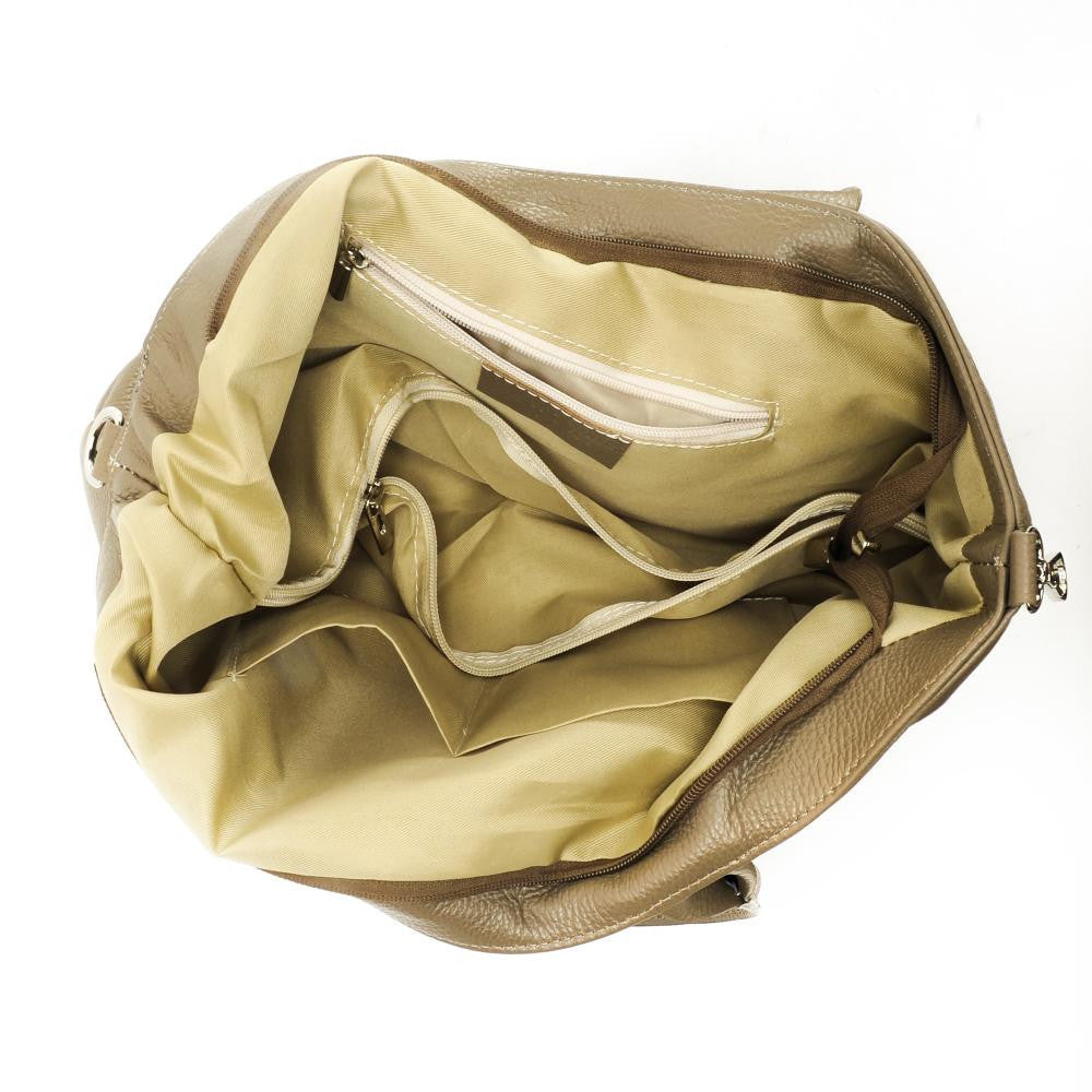 Sac cabas en cuir grainé INNOCENT Taupe foncé
