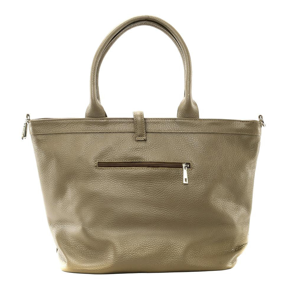 Sac cabas en cuir grainé INNOCENT Taupe foncé