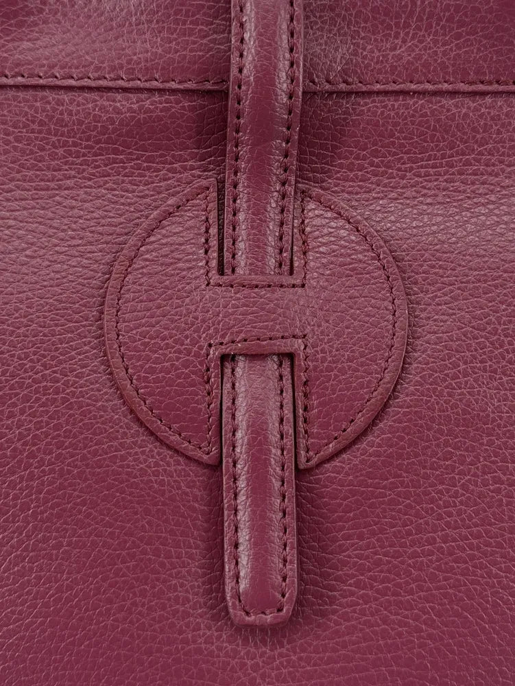 Sac cabas en cuir grainé INNOCENT Rouge bordeaux