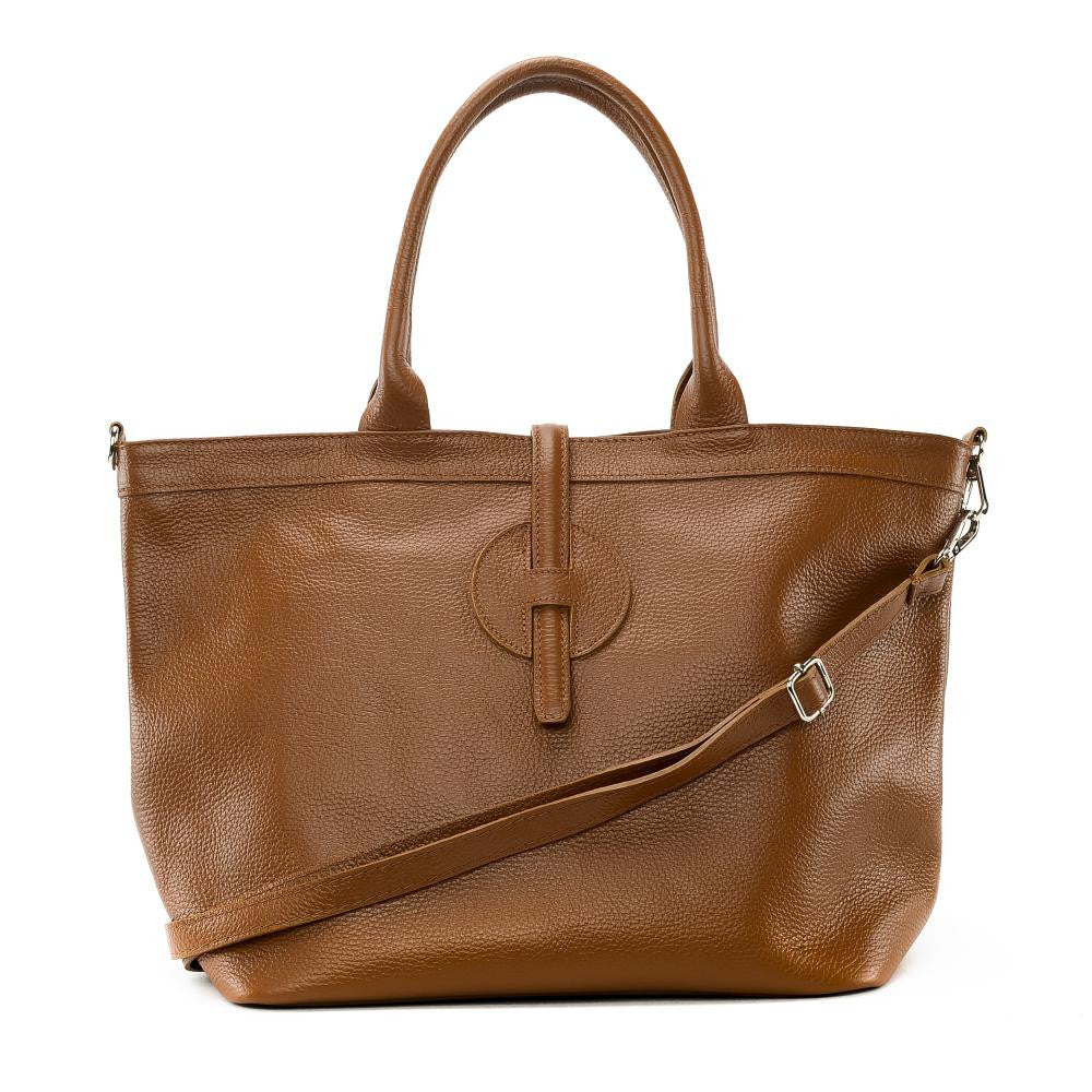 Sac cabas en cuir grainé INNOCENT Cognac