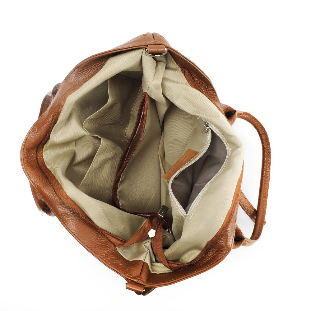 Sac cabas en cuir grainé INNOCENT Cognac
