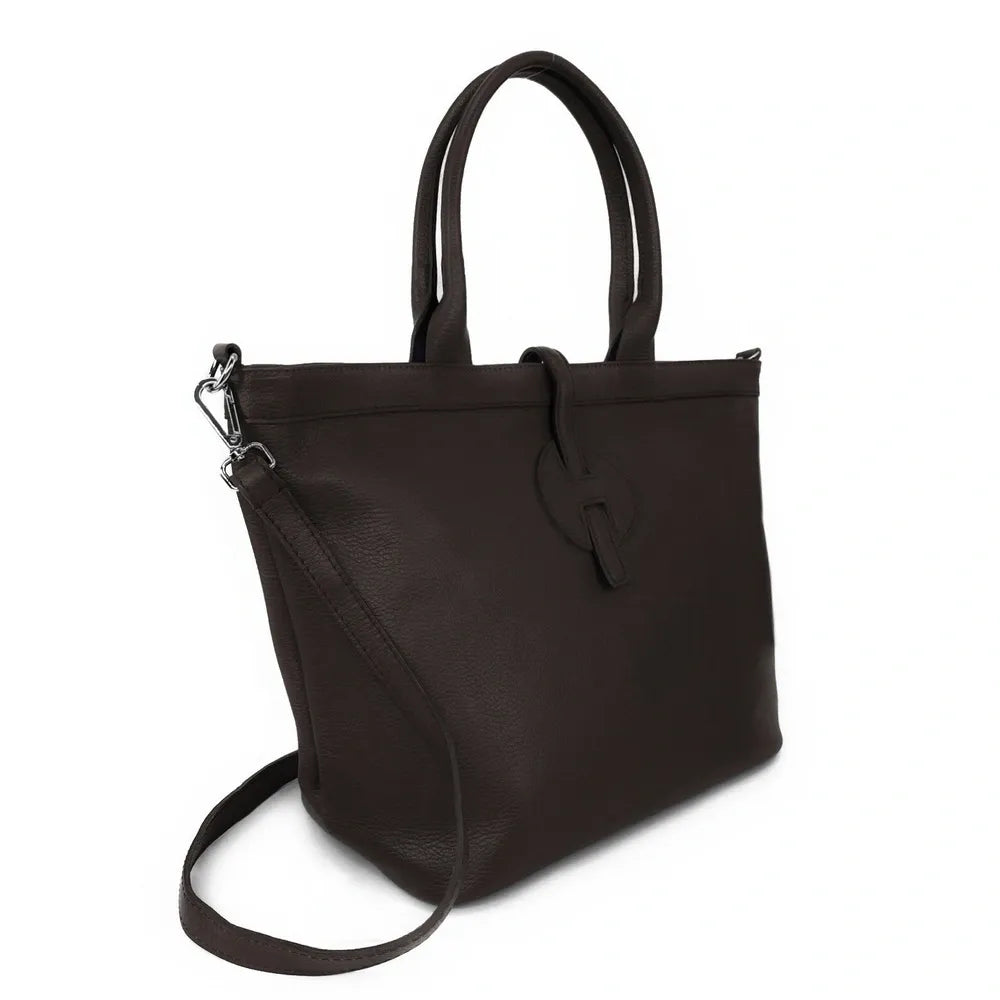 Sac cabas en cuir grainé INNOCENT Chocolat
